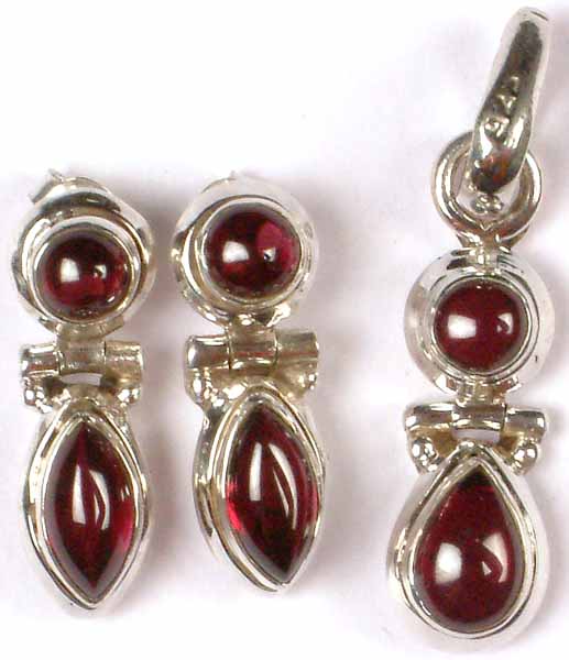 Garnet Earrings and Pendant Set