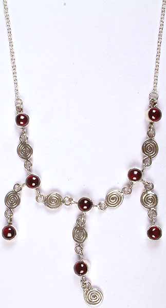 Garnet Necklace with Spiral