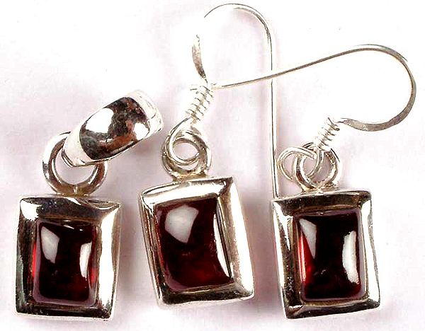 Garnet Pendant and Earrings Set