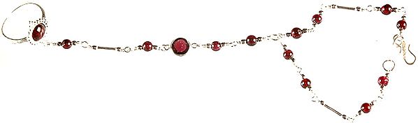Garnet Slave Bracelet Attached with Ring
