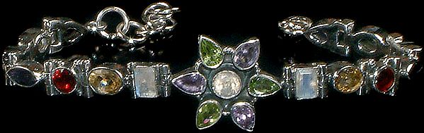 Gemstone Bracelet (Amethyst, Citrine, Garnet, Iolite and Rainbow Moonstone)