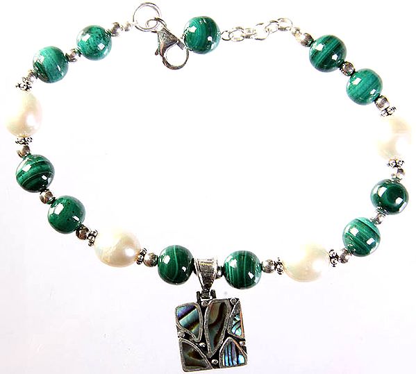 Gemstone Bracelet (Malachite, Pearl and Abalone)