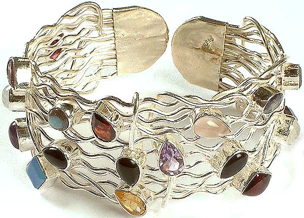 Gemstone Bracelet With Sterling Veins