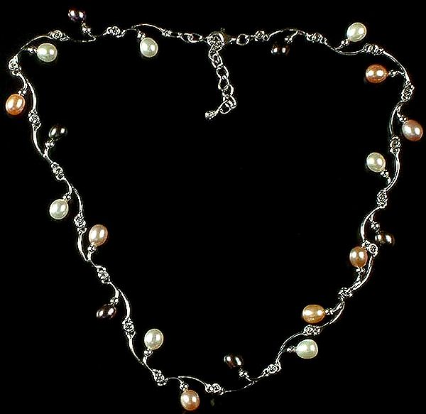 Gemstone Designer Necklace with Pearls