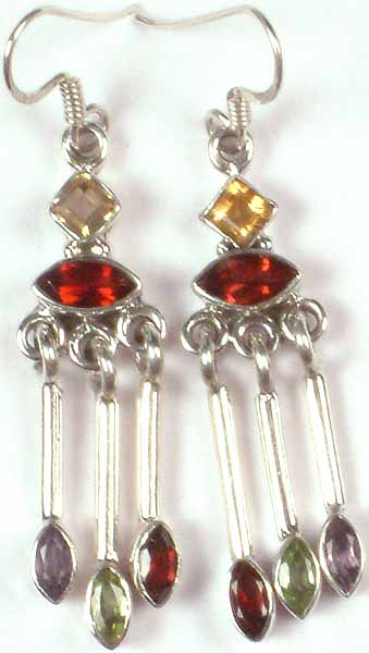 Gemstone Earrings with Dangles