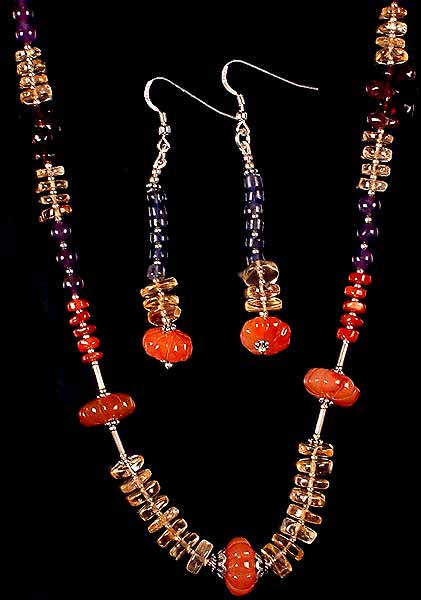 Gemstone Necklace & Earrings Set