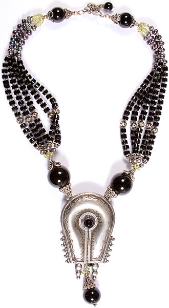 Gemstone Necklace (Black Onyx, Pearl and Peridot)