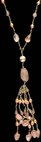 Gemstone Necklace (Rose Quartz, Peridot and Pearl)