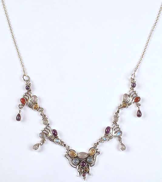Gemstone Necklace with Dangles