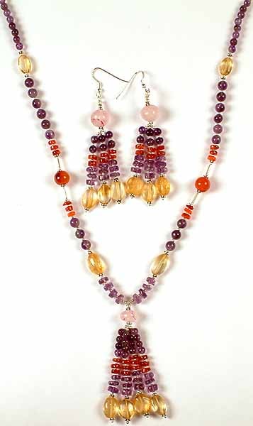 Gemstone Necklace with Matching Earrings
