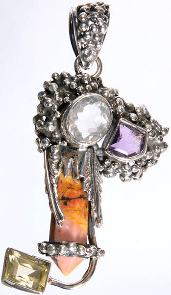 Gemstone Pencil Pendant (Agate, Crystal, Amethyst and Lemon Topaz)