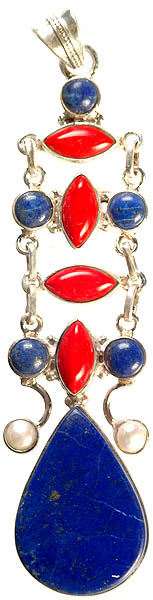 Gemstone Pendant (Lapis Lazuli, Redstone and Pearl)
