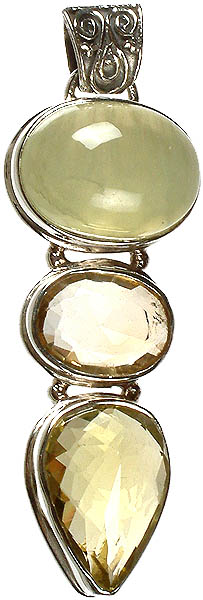 Gemstone Pendant (Prehnite, Citrine and Lemon Topaz)