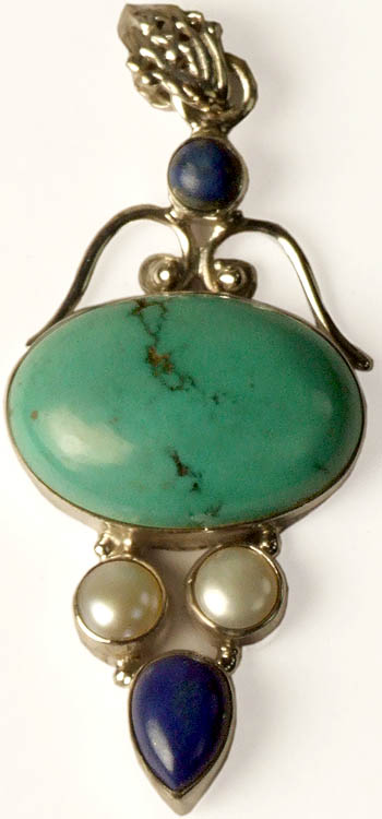 Gemstone Pendant (Turquoise, Pearl and Lapis Lazuli)