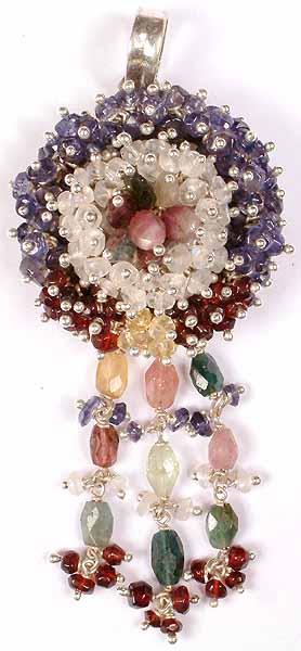 Gemstone Pendant with Beading and Dangles