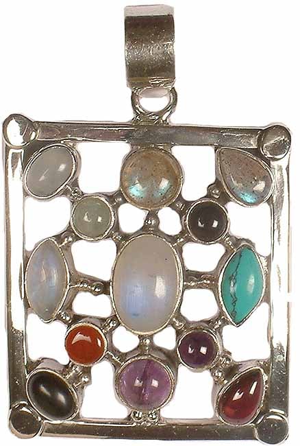 Gemstone Rectangular Pendant