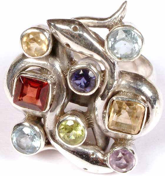 Gemstone Serpent Ring