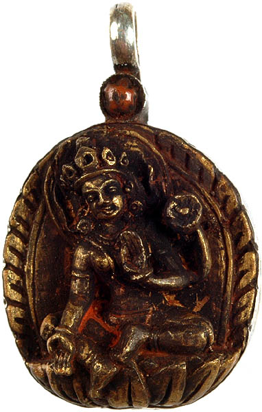 Goddess Green Tara Antiquated Pendant with Coral
