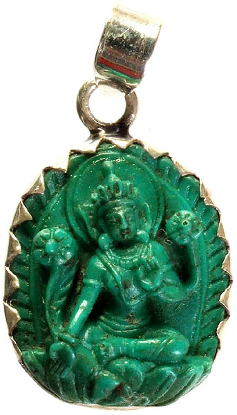 Goddess Green Tara Carved Pendant