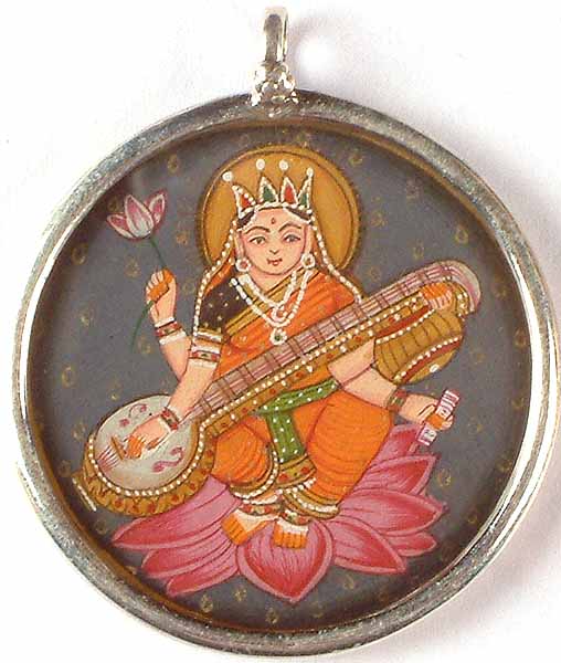 Goddess Sarasvati Playing Vina