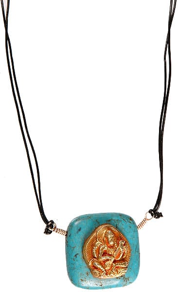 Goddess Saraswati Gold Plated Necklace with Turquoise