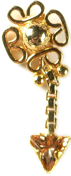 Gold Nose Pin with Charm