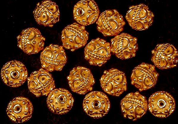 Gold Plated Beads with Knotted Rope