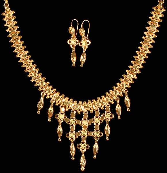 Gold Plated Earrings and Necklace Set