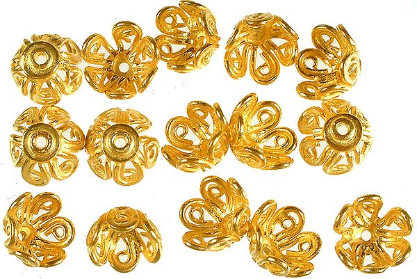 Gold Plated Floral Caps with Lattice (Price Per Pair)