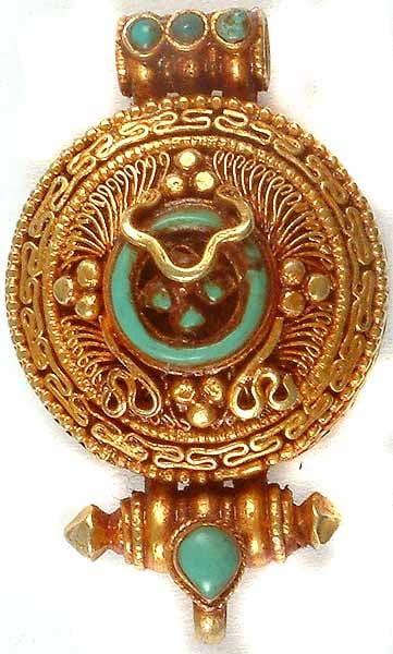 Gold Plated Gau Box Pendant from Tibet