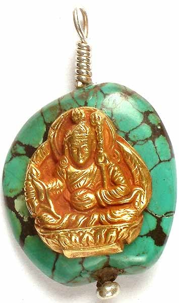 Gold Plated Guru Rinpoche (Padmasambhava) On Turquoise