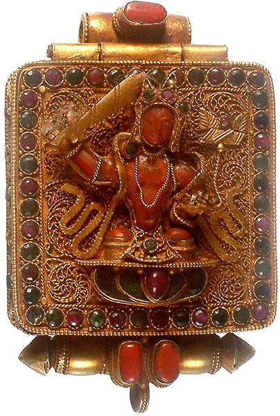 Gold Plated Manjushri and Vajrasattva (Inside) Gau Box Pendant