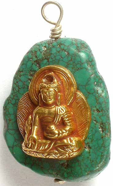 Gold Plated Medicine Buddha On Turquoise