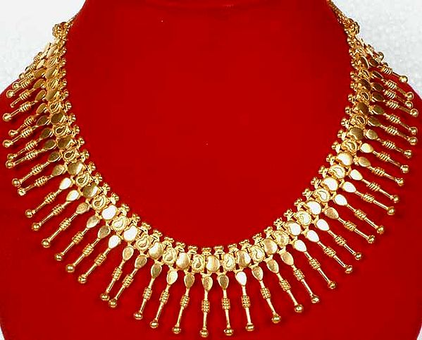 Gold Plated Spike Necklace with Mango Motifs
