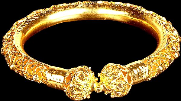 Gold Plated Tribal Filigree Bracelet from Jharkhand