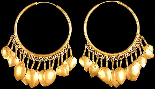 Golden Hoops with Leaves
