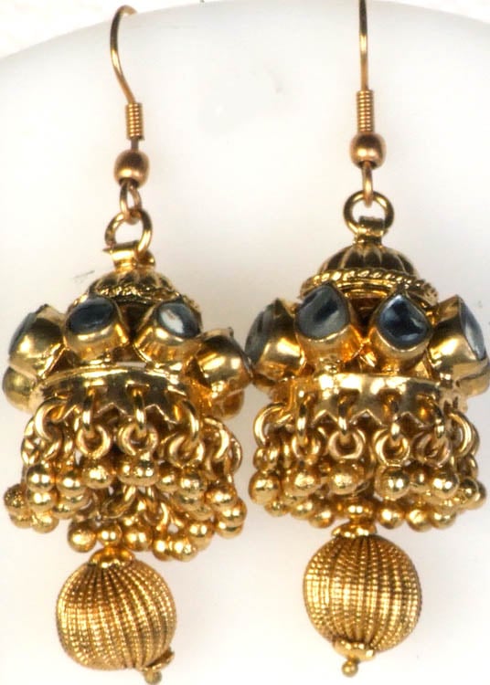Golden Kundan Chandelier Earrings