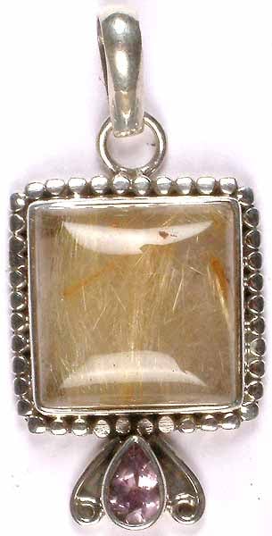 Golden Rutile Pendant with Amethyst