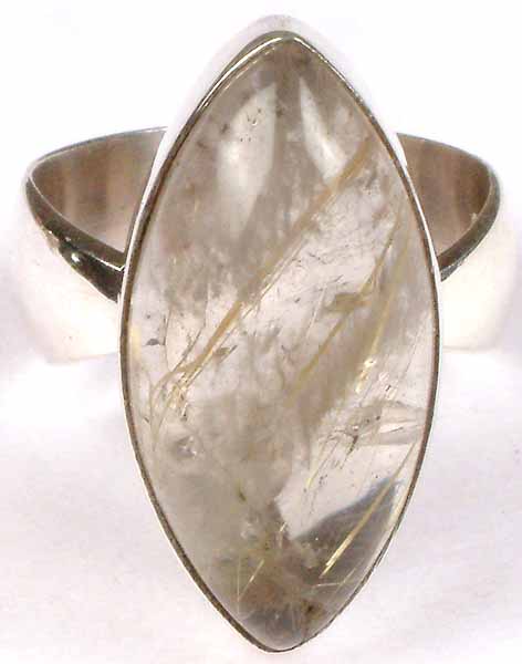 Golden Rutile Pointed Oval Ring