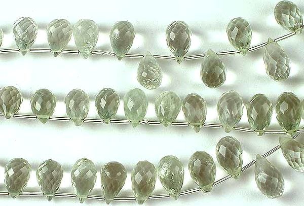 Green Amethyst Faceted Drops
