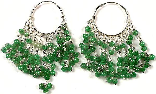 Green Aventurine Hoop Chandeliers