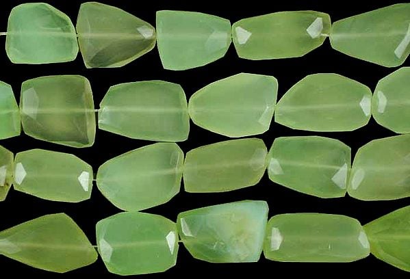 Green Chalcedony Faceted Flat Tumbles