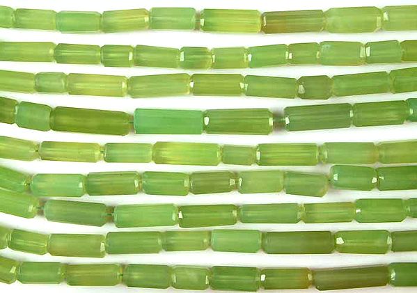 Green Chalcedony Faceted Tubes