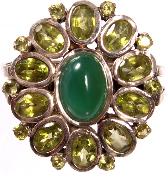 Green Onyx and Peridot Ring