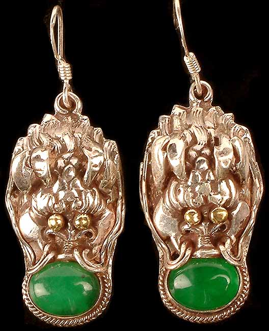 Green Onyx Dragon Earrings