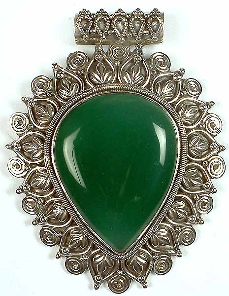 Green Onyx Inverted Tear Drop Pendant