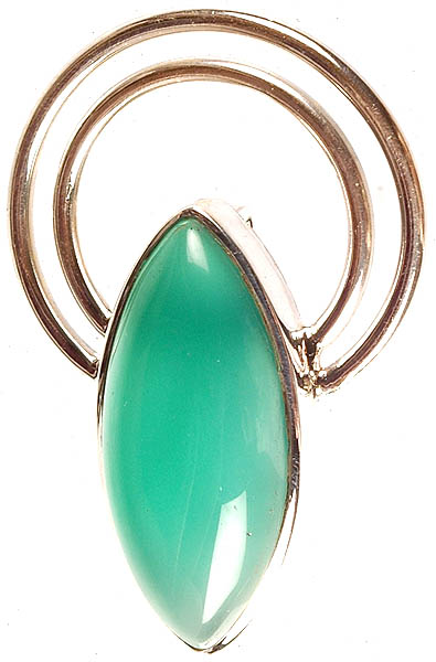 Green Onyx Marquis Pendant with Attached Hoops