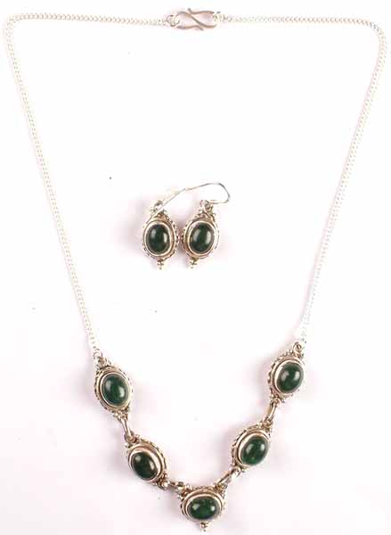 Green Onyx Necklace and Earrings Set