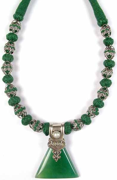 Green Onyx Necklace with Matching Cord