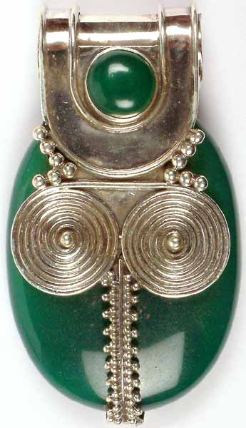 Green Onyx Pendant with Sterling Swirls